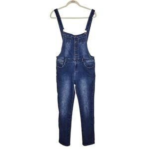 Megan Denim Overalls Jeans Dark‎ Wash Size L Women's Jumpsuit Adjustable